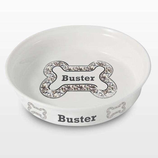 Personalised Bling Bone Dog Bowl - Myhappymoments.co.uk