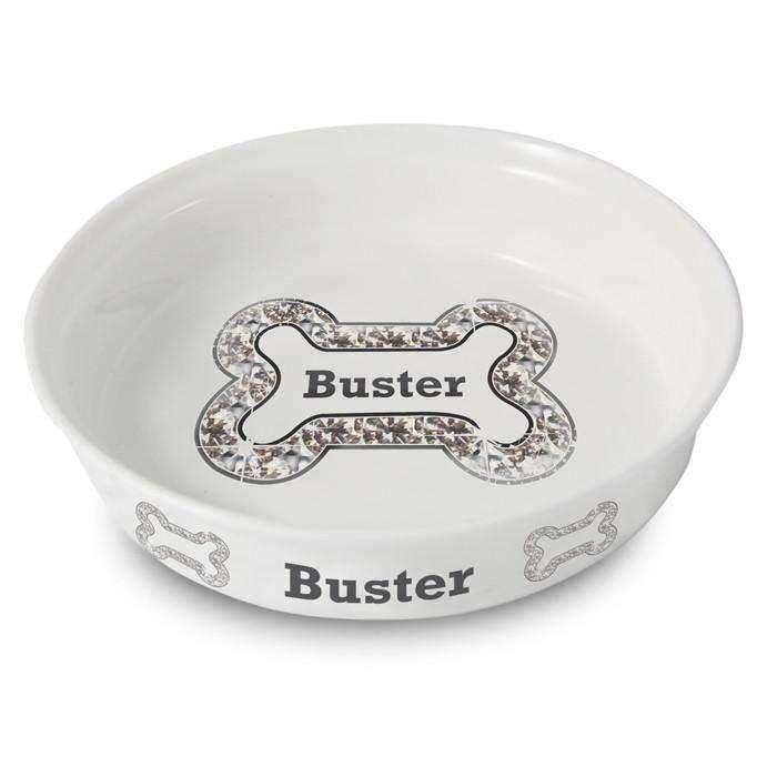 Personalised Bling Bone Dog Bowl - Myhappymoments.co.uk