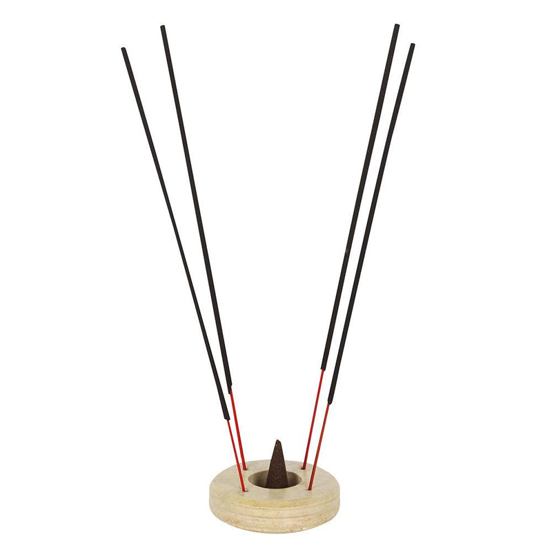 Set of 4 Round Soapstone Incense Holders
