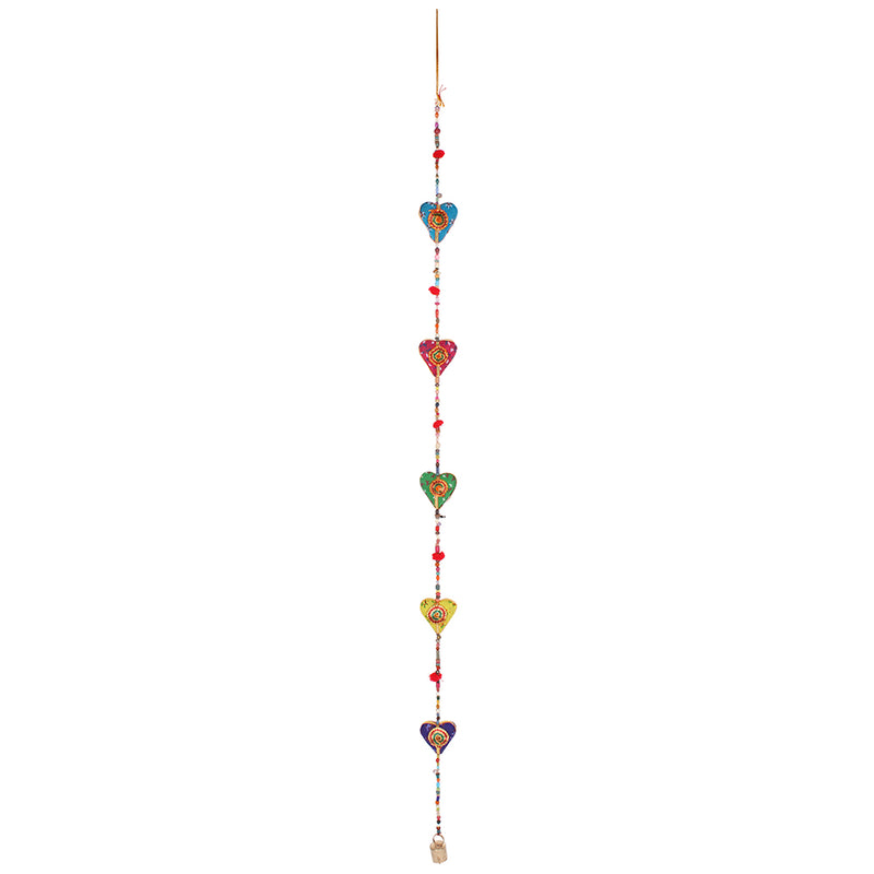 Multicoloured Hanging Hearts with Bell