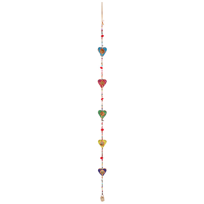 Multicoloured Hanging Hearts with Bell