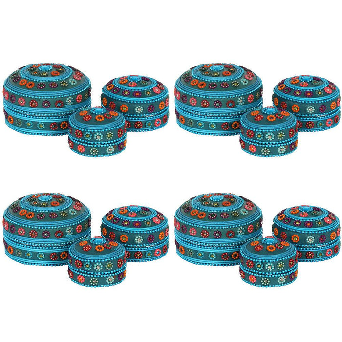Set of 12 Blue Beaded Trinket Boxes