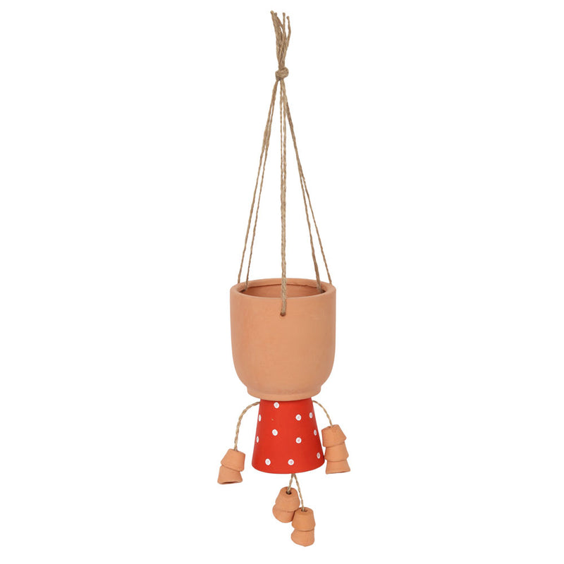Red Pot Man Hanging Terracotta Planter
