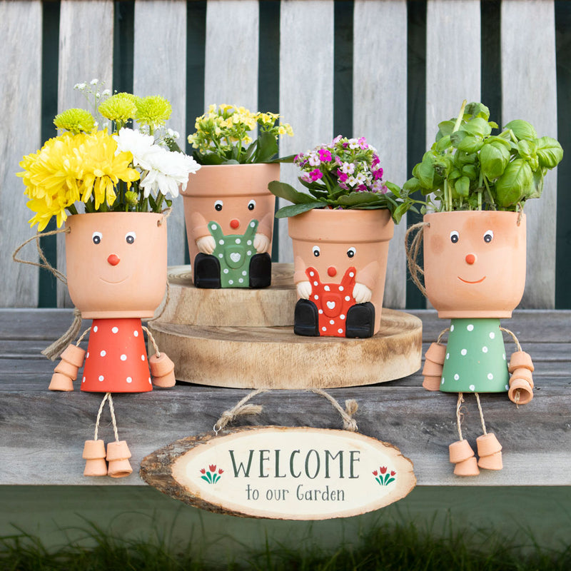Red Pot Man Hanging Terracotta Planter