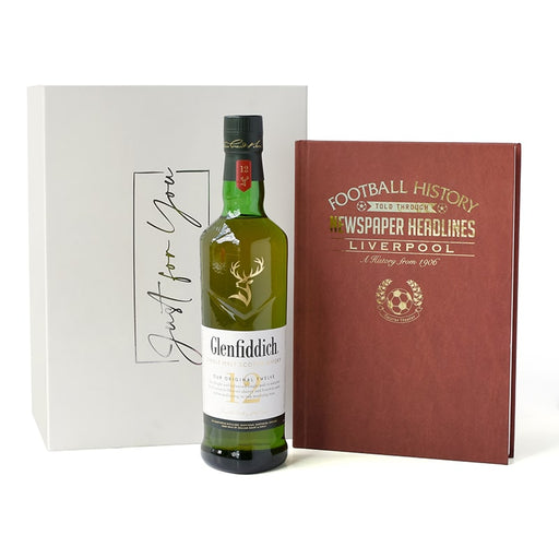 Personalised A4 Football Newspaper Book & Glenfiddich Whisky Gift Set