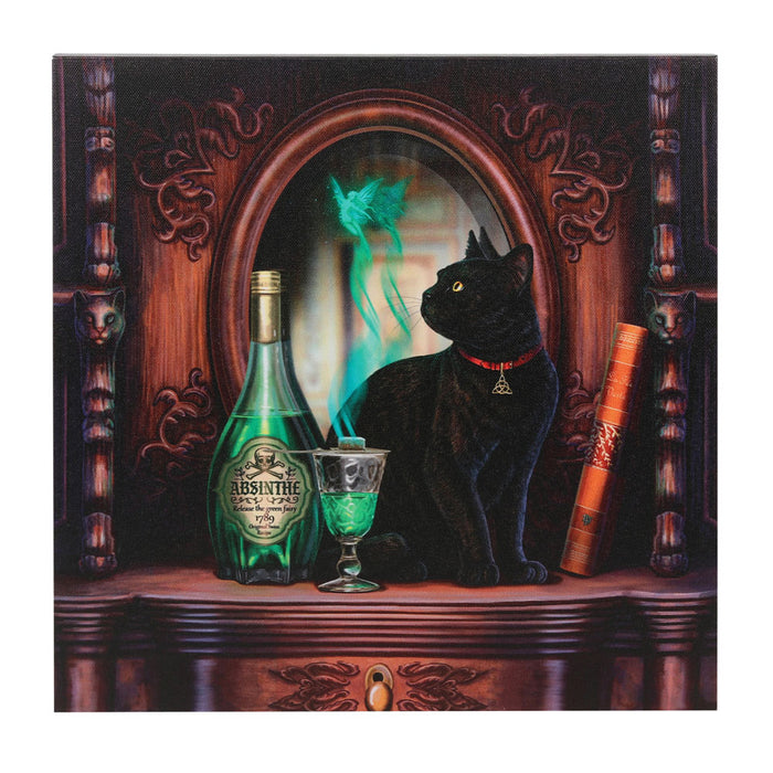Absinthe Light Up Cat Canvas Plaque by Lisa Parker