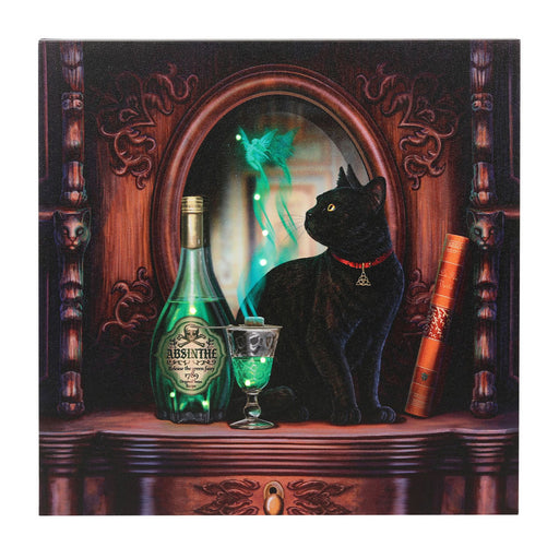 Absinthe Light Up Cat Canvas Plaque by Lisa Parker