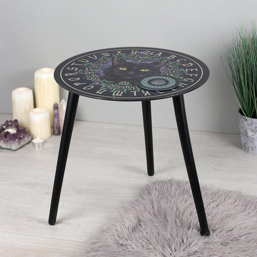 The Charmed One Cat Glass Spirit Board Table by Lisa Parker