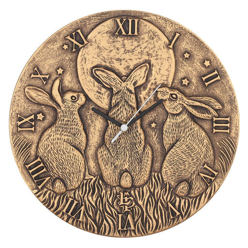 Terracotta Moon Shadows Hares Clock by Lisa Parker