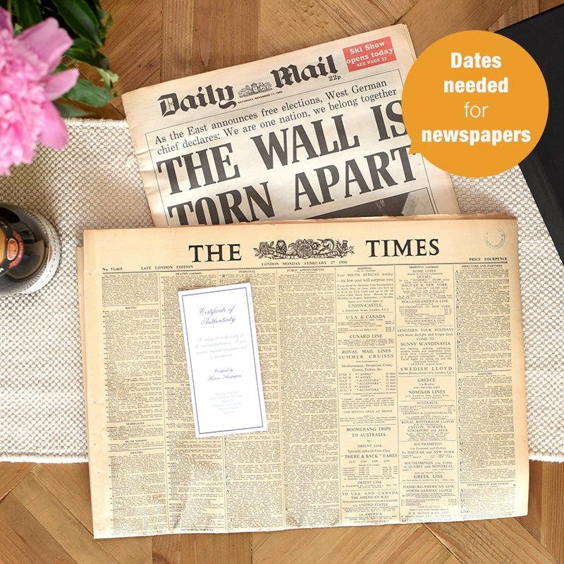 Double Newspaper & Taittinger Champagne Anniversary Gift Set