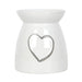 White Oil Burner With Grey Painted Heart