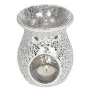 Large Silver Crackle Oil Burner