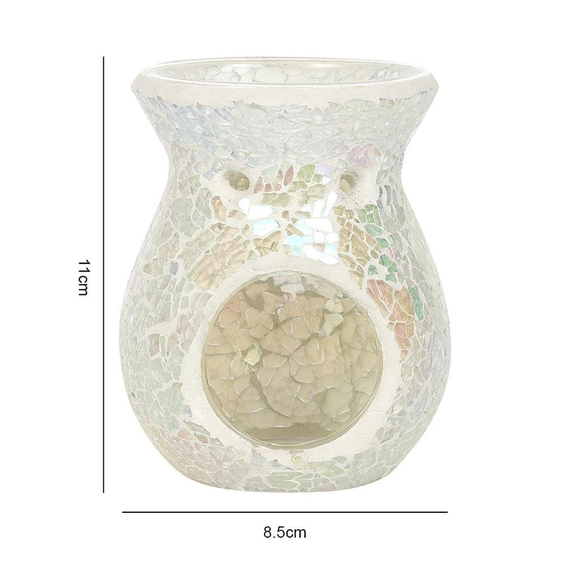 Small White Iridescent Crackle Oil Burner