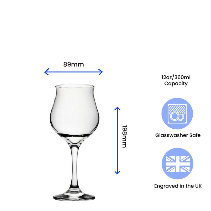 Engraved Wavy Red Wine Glass 12oz/354ml, Any Message Image 3