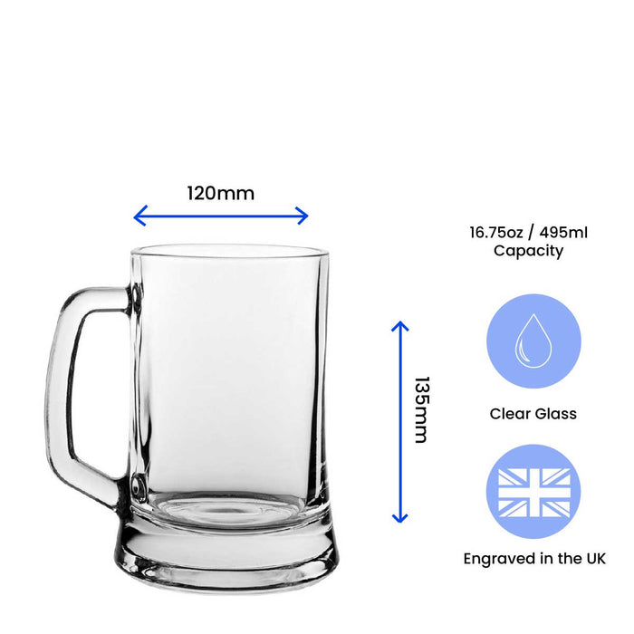 Engraved Beer Mug Tankard with Name's Beer Glass Design Image 3