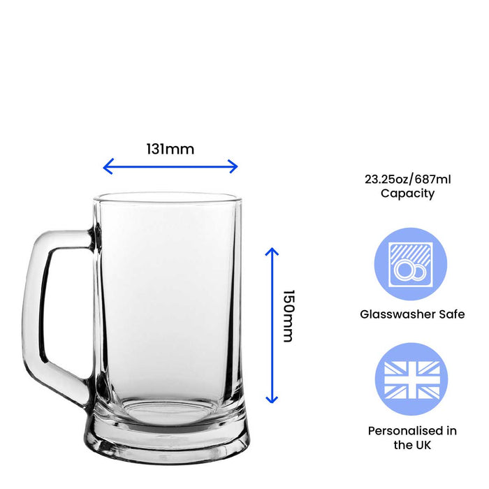 Personalised Engraved Mega Pint Beer Glass, Novelty Tankard, Modern Design Image 3