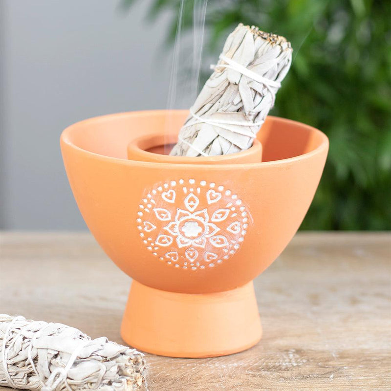 Mandala Terracotta Smudge Bowl