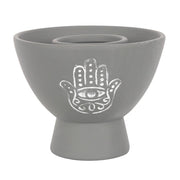 Grey Hamsa Terracotta Smudge Bowl