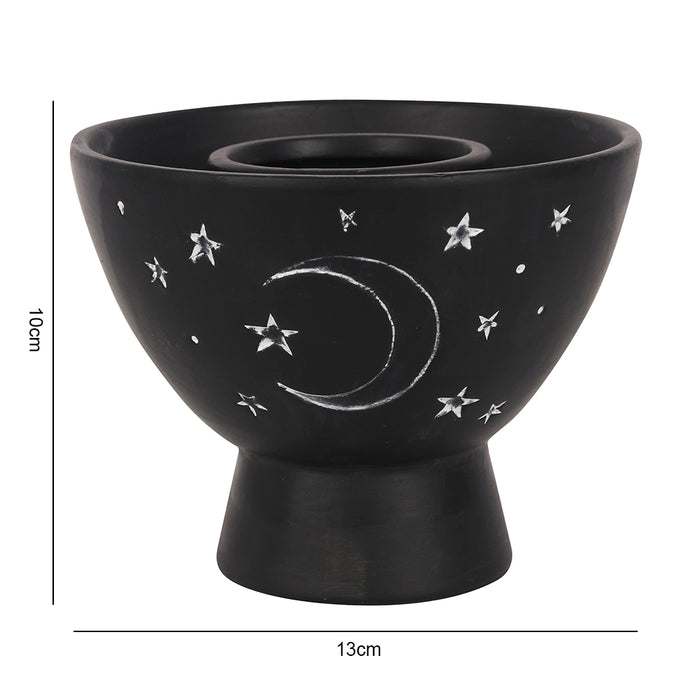 Black Moon and Stars Terracotta Smudge Bowl