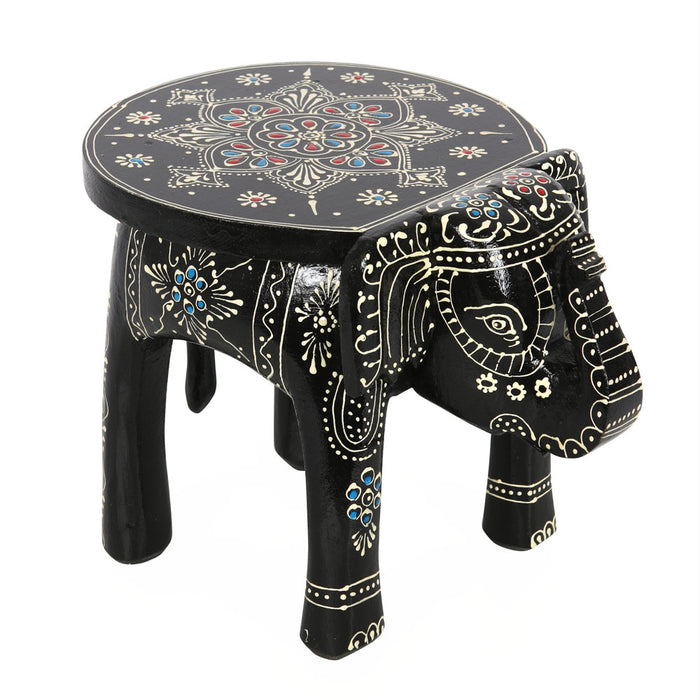 Ornamental Black Elephant Stool