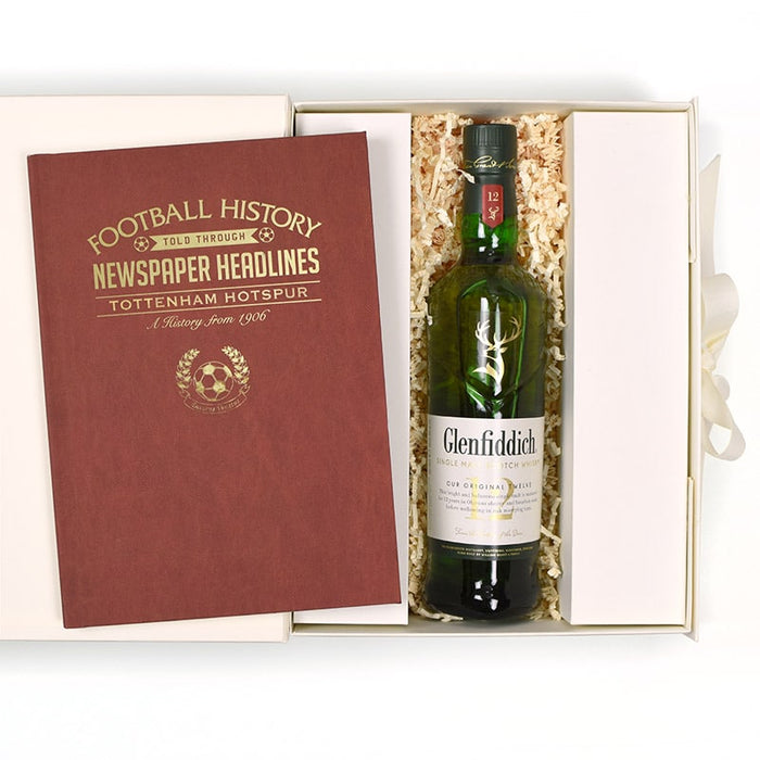 Personalised A4 Football Newspaper Book & Glenfiddich Whisky Gift Set