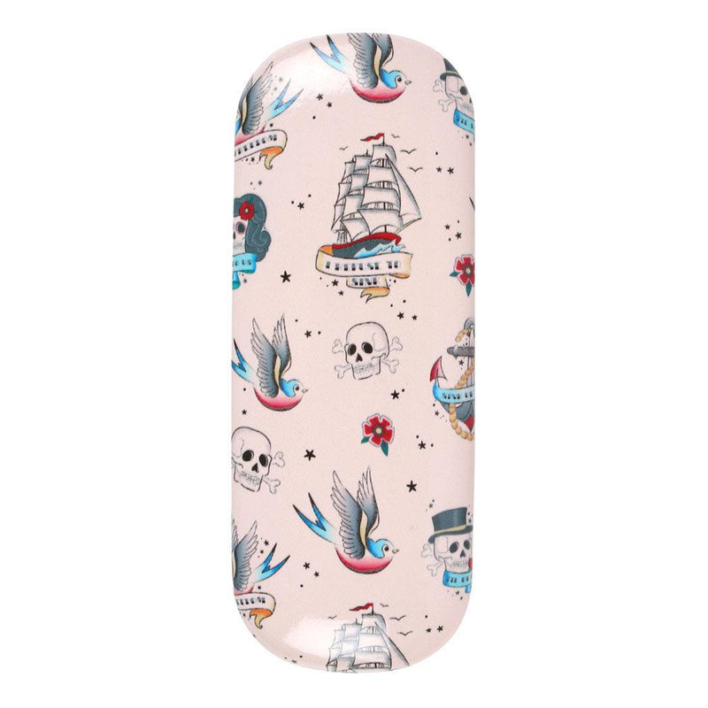Tattoo Skull Print Glasses Case