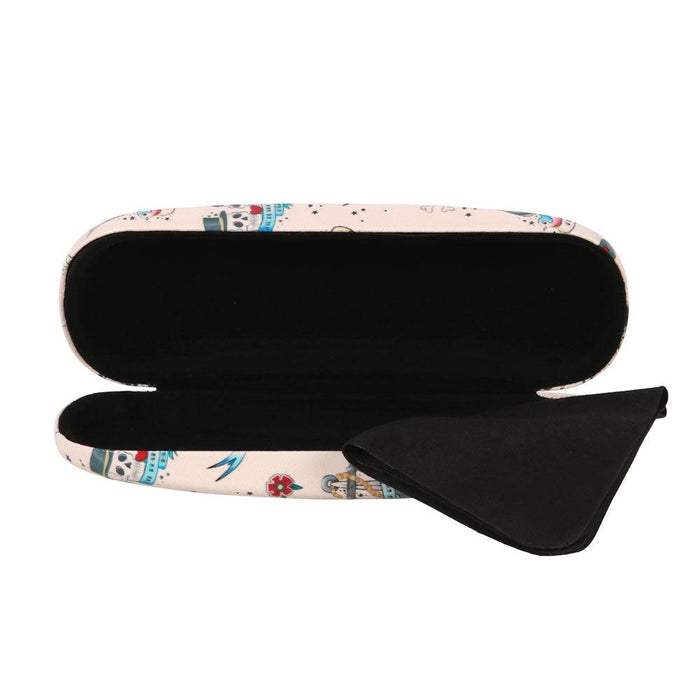 Tattoo Skull Print Glasses Case