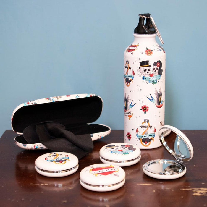 Tattoo Skull Print Glasses Case