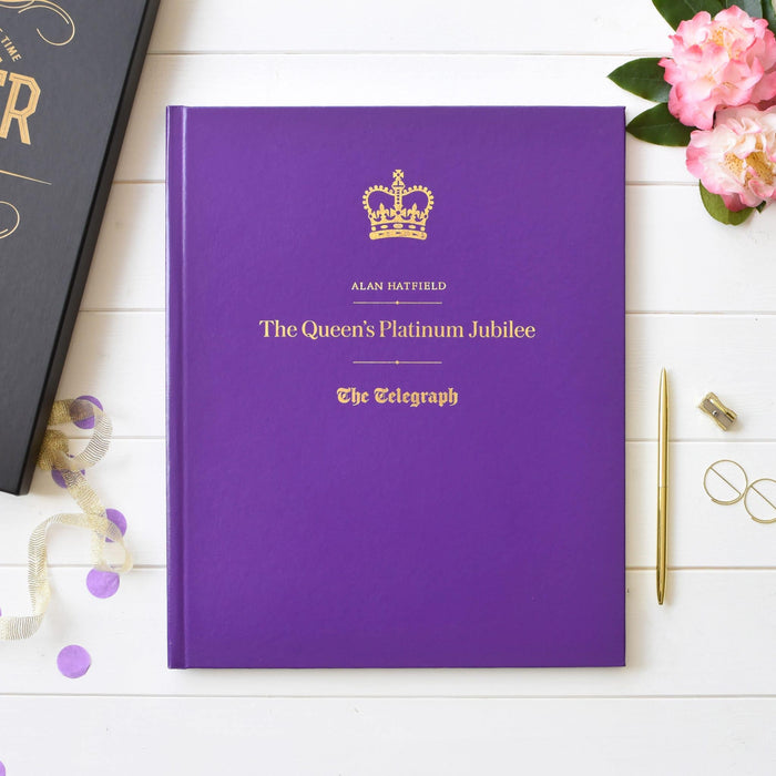 Telegraph Queen Elizabeth Jubilee Newspaper Book - Purple Leatherette