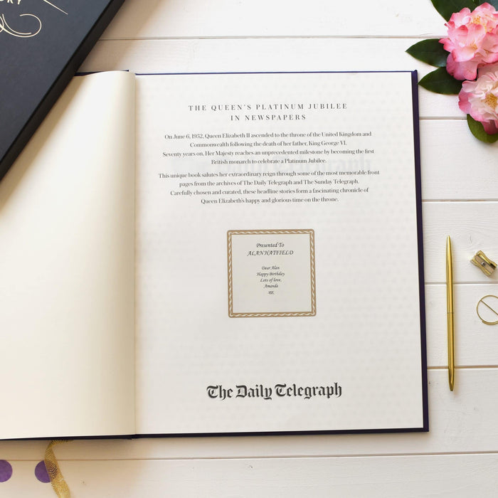 Telegraph Queen Elizabeth Jubilee Newspaper Book - Purple Leatherette