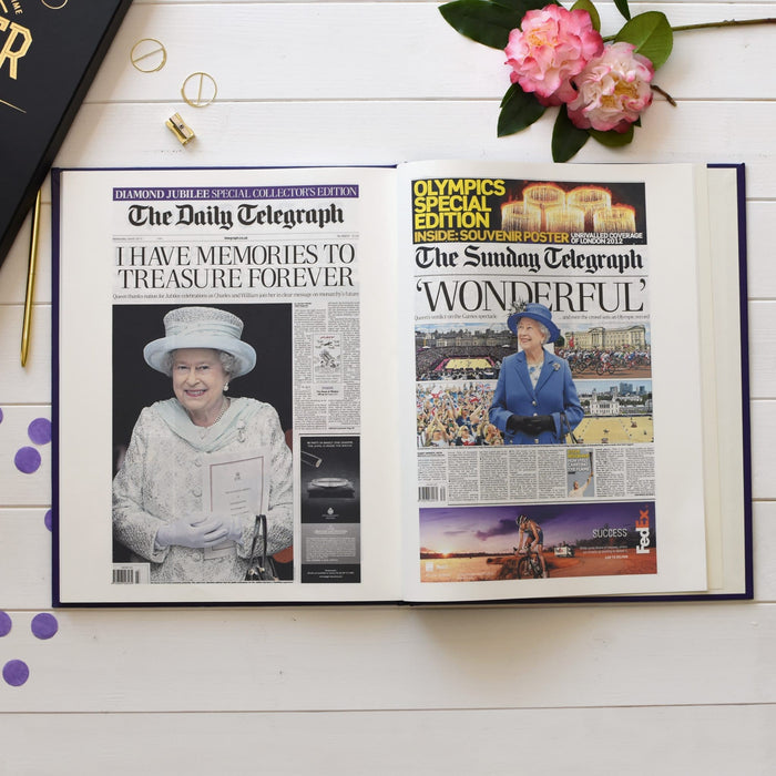 Telegraph Queen Elizabeth Jubilee Newspaper Book - Purple Leatherette