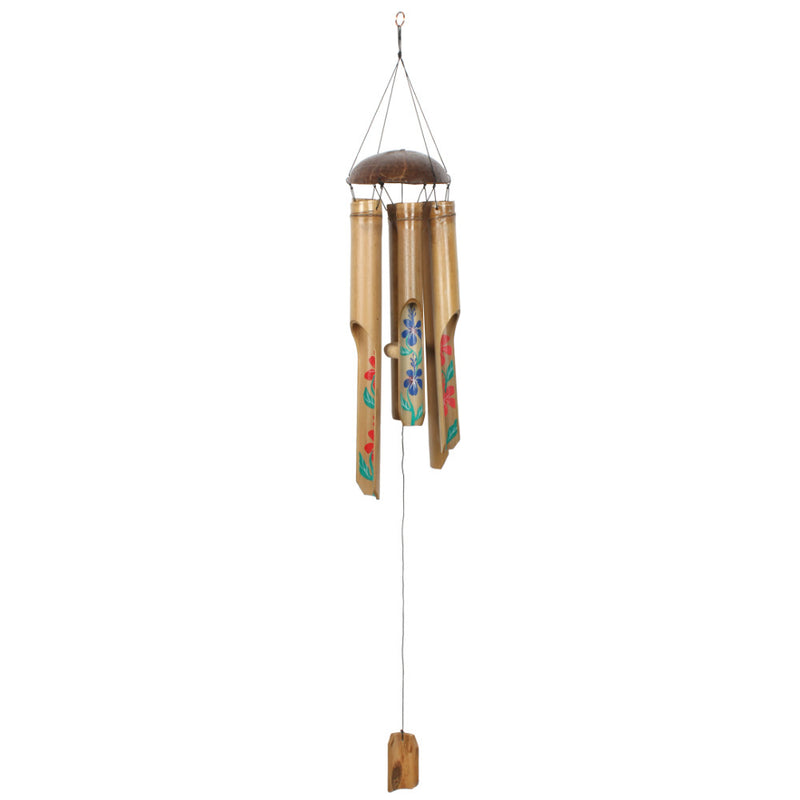 Painted Hibiscus Bamboo Wind Chime