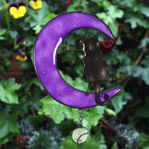 Black Cat In Purple Moon Windchime