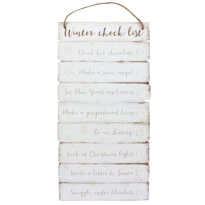 Christmas Winter Checklist Wooden Wall Sign