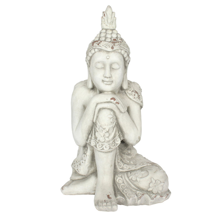 White Hands on Knee Garden Buddha Statue