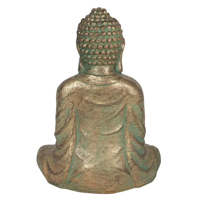 Verdigris Effect 58cm Hands In Lap Sitting Garden Buddha