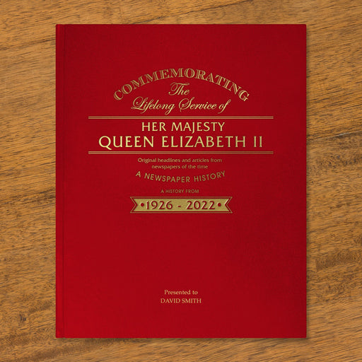 Queen Elizabeth Memorial Newspaper Book - Red Cloth