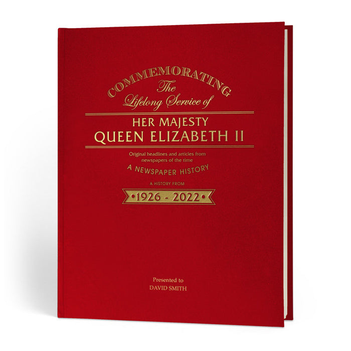 Queen Elizabeth Memorial Newspaper Book - Red Cloth